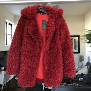 Jackets & Coats - Faux fur teddy coat - red Jackets & Coats - Faux fur teddy coat - red